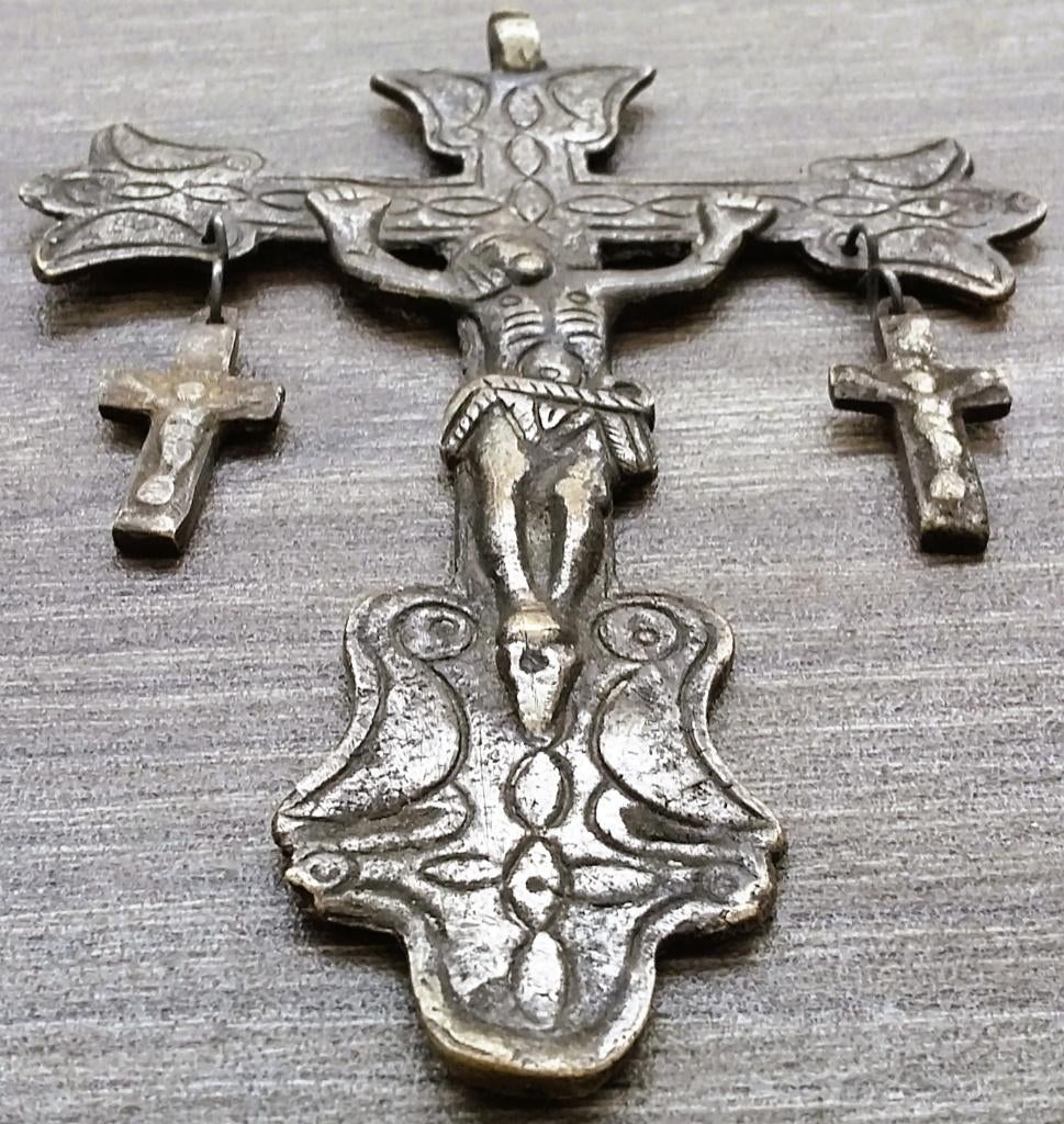 17-18 de eeuw Reliek Kruis Hanger Draagkruis Jezus Christus, Antiek en Kunst, Ophalen of Verzenden