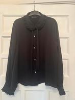 Zara blouse met ruches en parelknopen, Ophalen of Verzenden, Zo goed als nieuw, Maat 46/48 (XL) of groter, Zwart