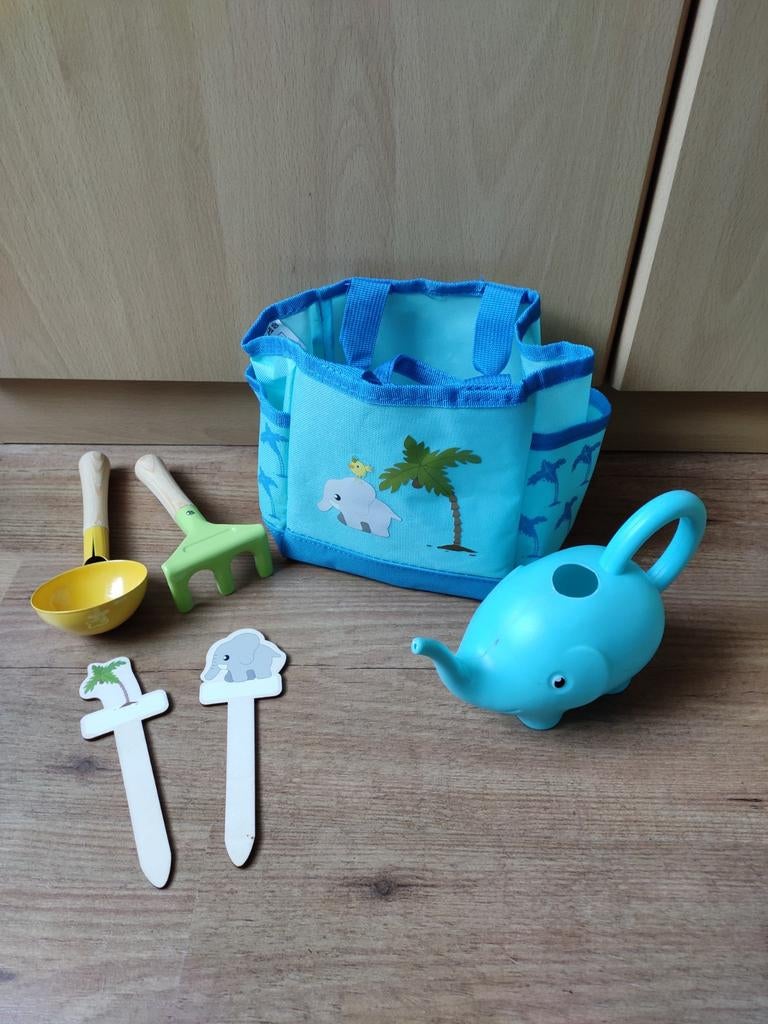 Kinder tuin setje met tas, gieter en gereedschap (nieuw), Ophalen of Verzenden, Gebruikt