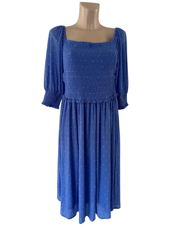 Miljuschka jurk M, Kleding | Dames, Jurken, Zo goed als nieuw, Maat 38/40 (M), Blauw, Onder de knie, Ophalen of Verzenden