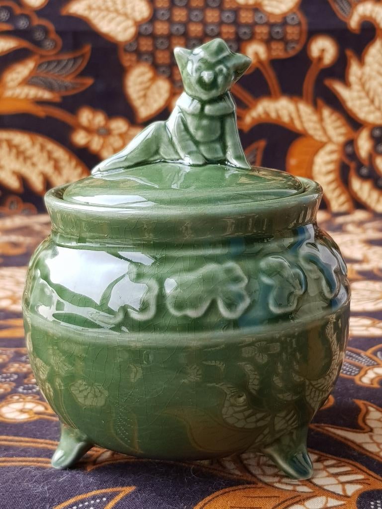 Mooie oude SylvaC suikerpot uit Engeland met een Pixie., Antiek en Kunst, Ophalen of Verzenden