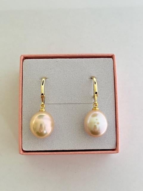 Pareloorbellen Zuidzee ZalmRoze Parels Peervormig 14K Goud, Sieraden, Tassen en Uiterlijk, Hangers, Overige kleuren, Nieuw, Ophalen of Verzenden