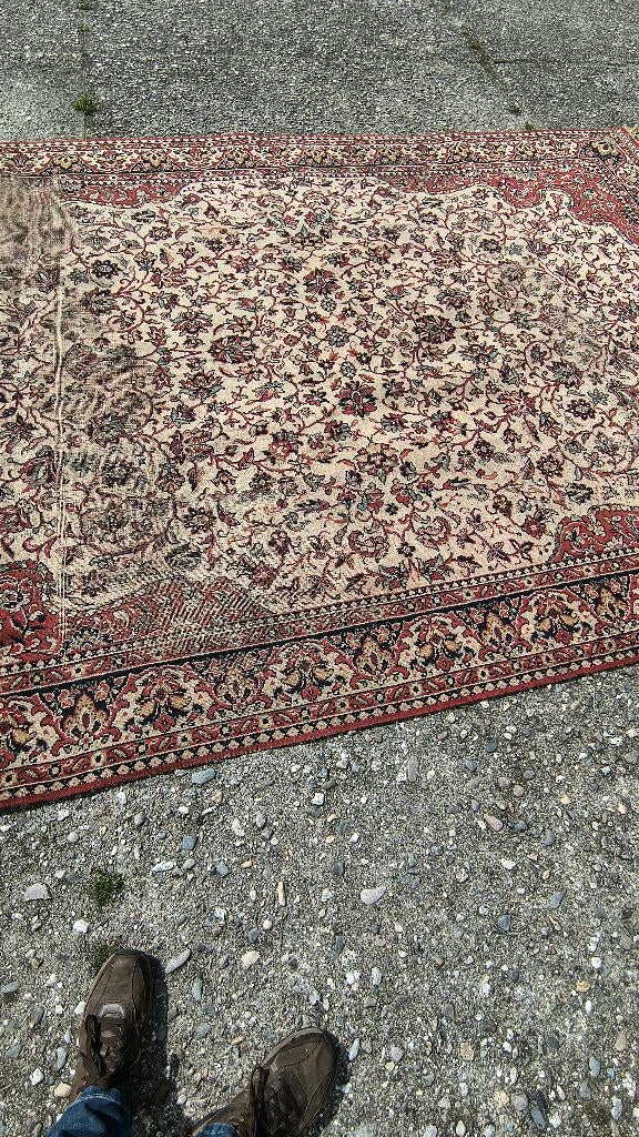 Vintage Oosters tapijt, groot tapijt, Huis en Inrichting, Stoffering | Tapijten en Kleden, Ophalen, Gebruikt, 200 cm of meer, Crème
