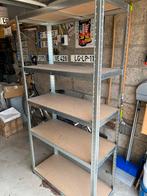 Metalen stellingrek met 5 houten planken, Ophalen, Gebruikt