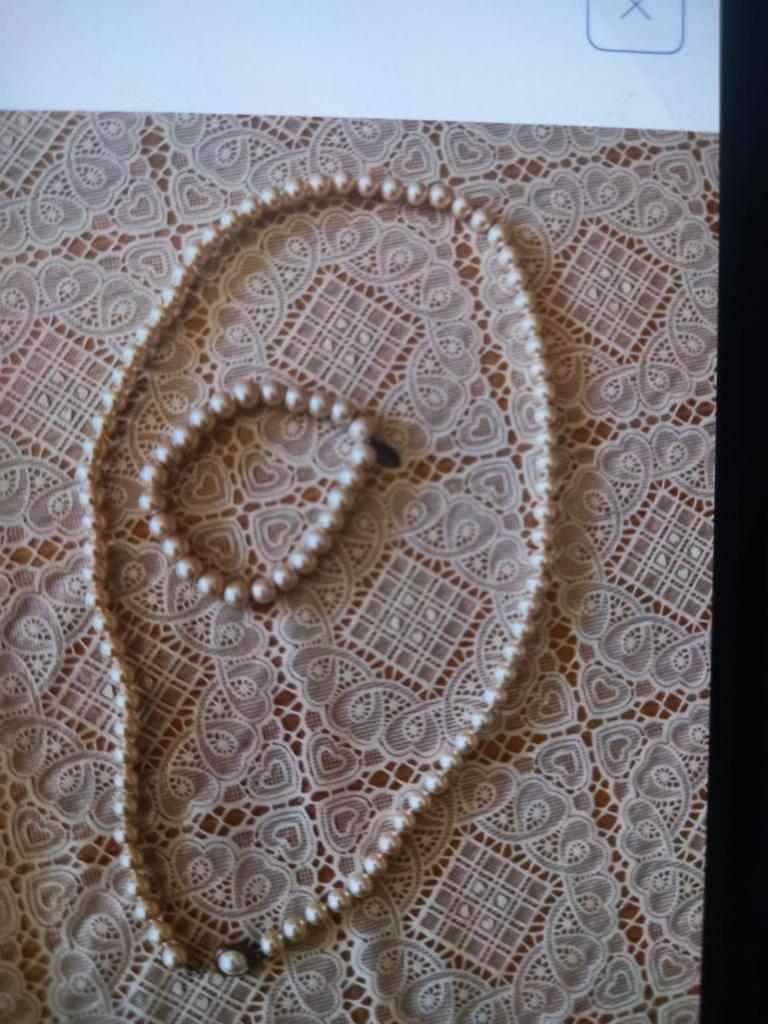 Mooi hals parelsnoer en armbandje, Sieraden, Tassen en Uiterlijk, Kettingen, Ophalen, Gebruikt, Overige materialen