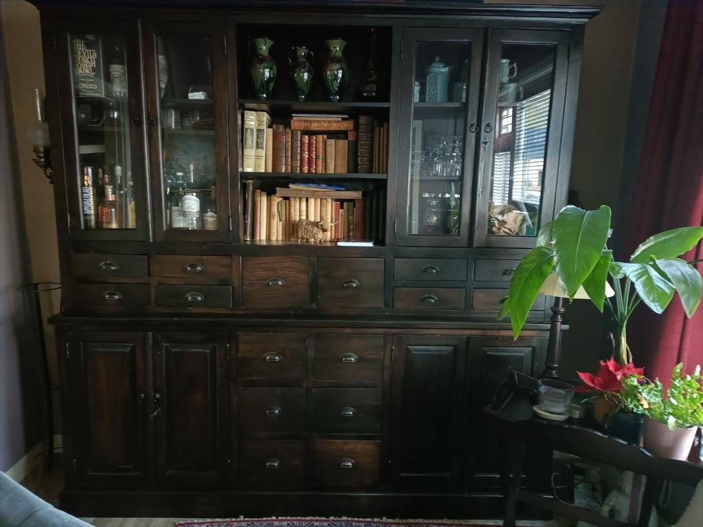 Koloniale kast met veel opbergruimte, Ophalen, Met deur(en), Koloniaal, Teakhout