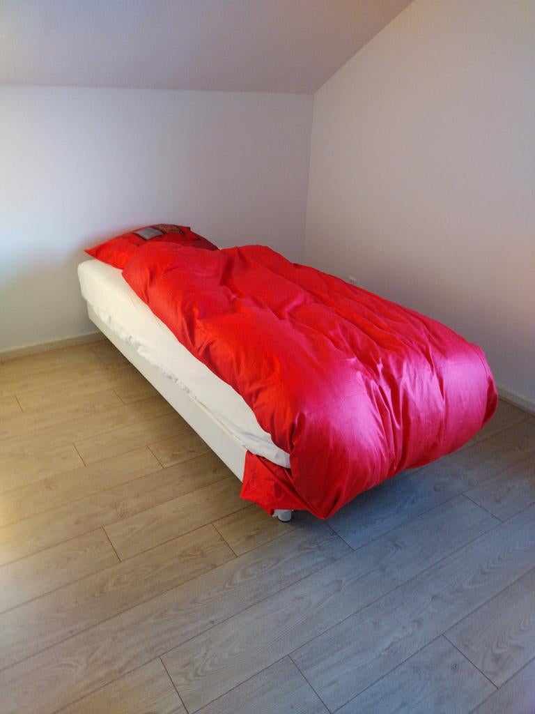 Auping boxspring 90x200cm - Comfortabel eenpersoonsbed, Gebruikt, 90 cm, Eenpersoons, Wit