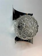 Vintage space age wandlamp chrome met glazen bubbel bol, Ophalen of Verzenden, Gebruikt, Glas, Vintage space age jaren 70 retro