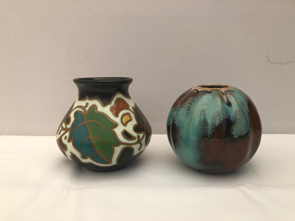 2  Plateel vazen, Antiek en Kunst, Ophalen of Verzenden