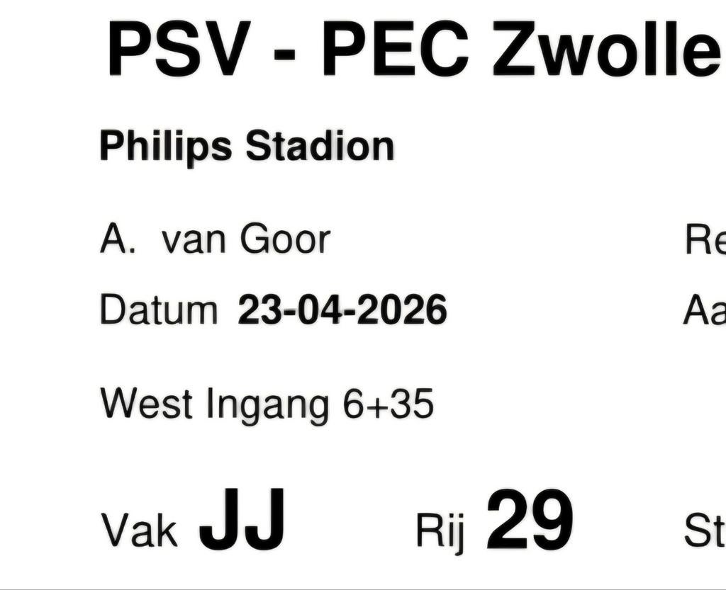 1 kaartje PSV - PEC.Zwolle 23-04-2026, Tickets en Kaartjes, Sport | Voetbal, Losse kaart, Eén persoon, April