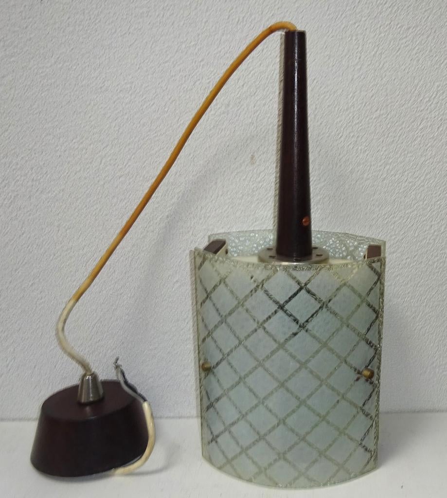 Vintage Deense hanglamp, Ophalen of Verzenden, Gebruikt, Glas, Minder dan 50 cm