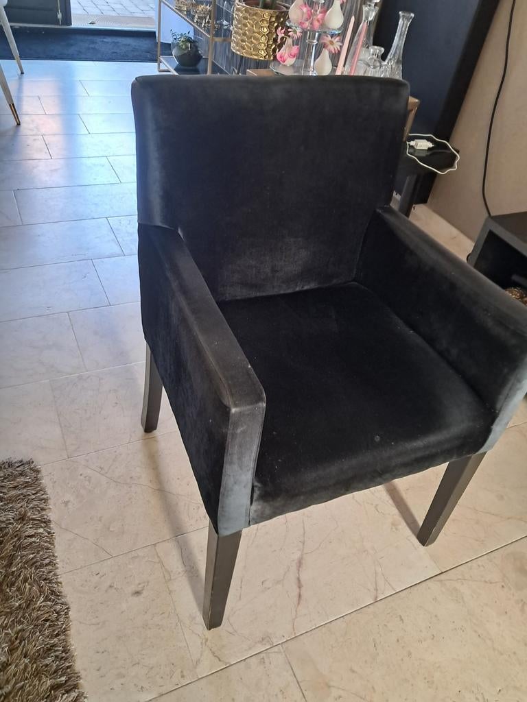 Eetkamerstoelen zwart 4 stuks, Huis en Inrichting, Stoelen, Ophalen, Gebruikt, Zwart, Velvet