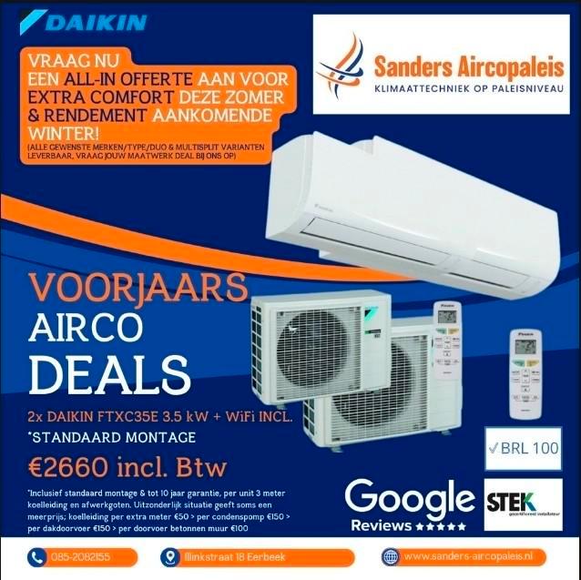 Voorjaars Aanbieding Airco systemen Daikin LG Mitsubishi!, Witgoed en Apparatuur, Airco's, Nieuw, Wandairco, 100 m³ of groter
