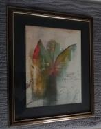 Modern schilderij met abstracte bladeren in lijst, Ophalen