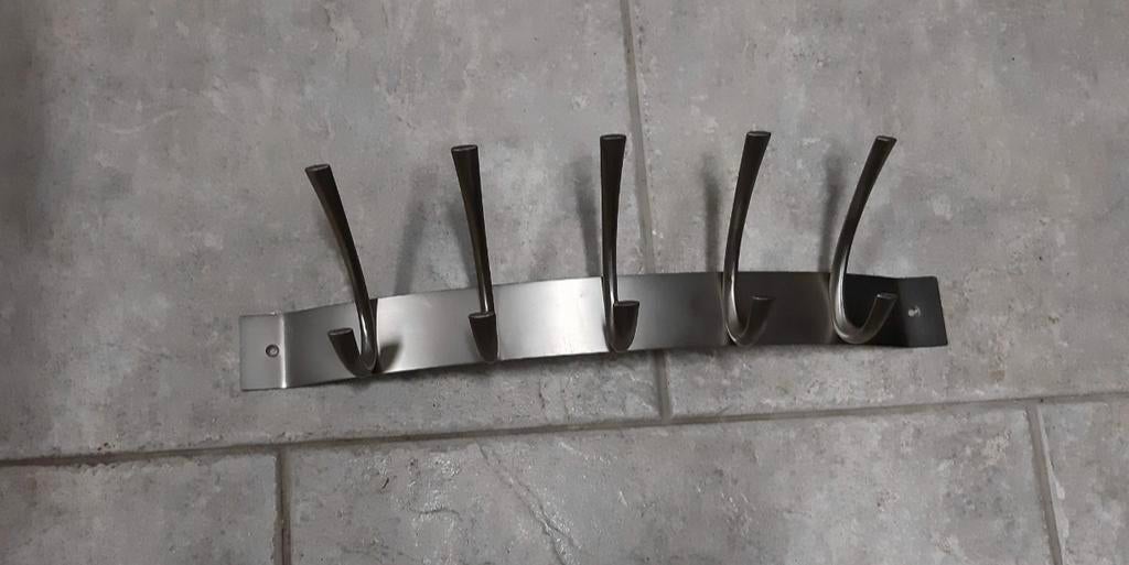 RVS Kapstok met 5 haken - Modern design, Huis en Inrichting, Woonaccessoires | Kapstokken, Wandkapstok, Gebruikt, Ophalen of Verzenden