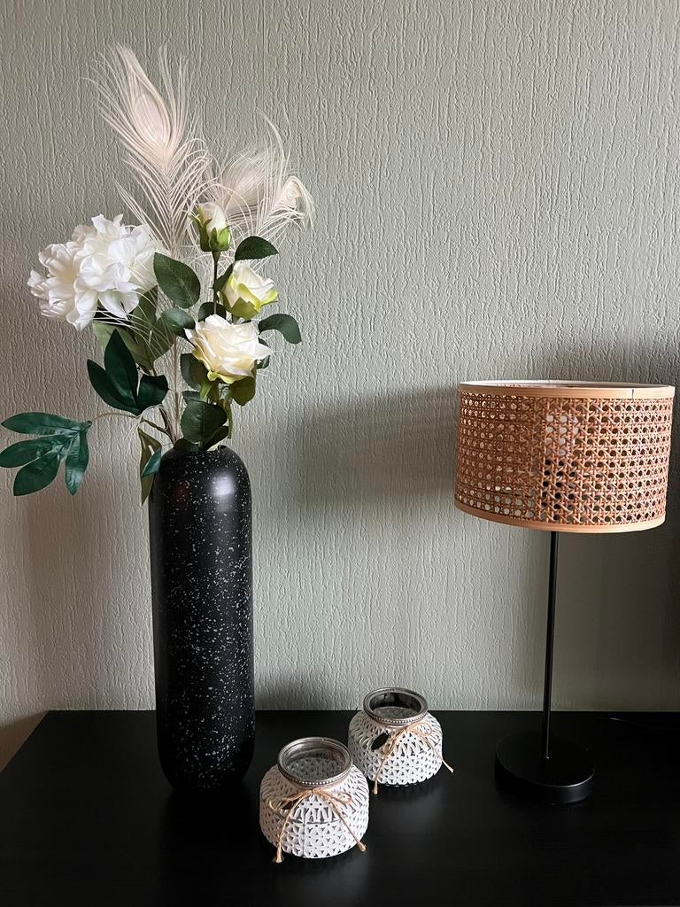 Coco Maison zwart / witte granieten vaas (45 cm), Zwart, Aardewerk of Porselein, Nieuw, Ophalen of Verzenden