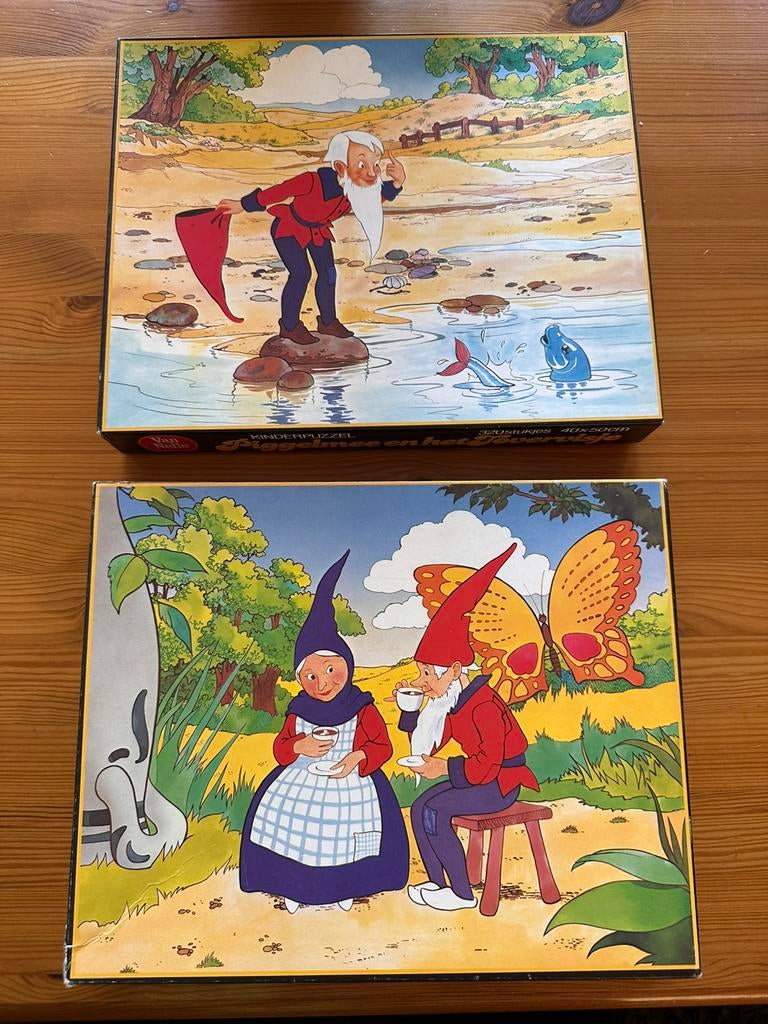 2 vintage Piggelmee puzzels Van Nelle, Ophalen, Meer dan 50 stukjes, Gebruikt, 6 jaar of ouder