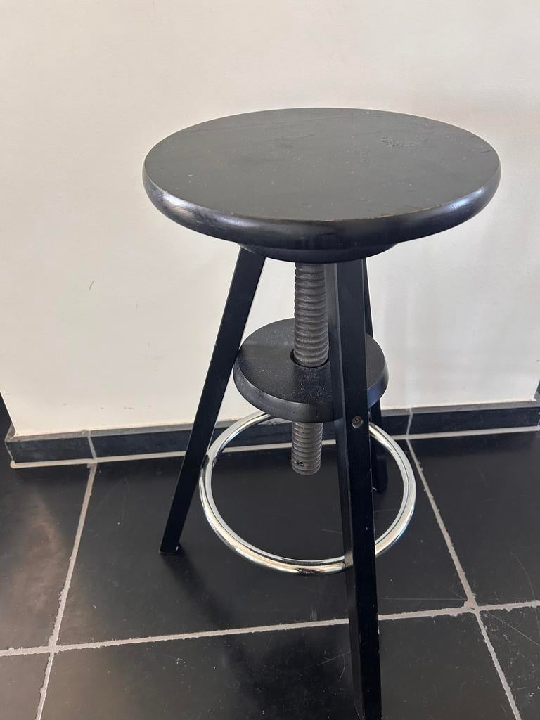 Vintage Ikea Ringo kruk zwart stoel, Ophalen, Zo goed als nieuw, Hout