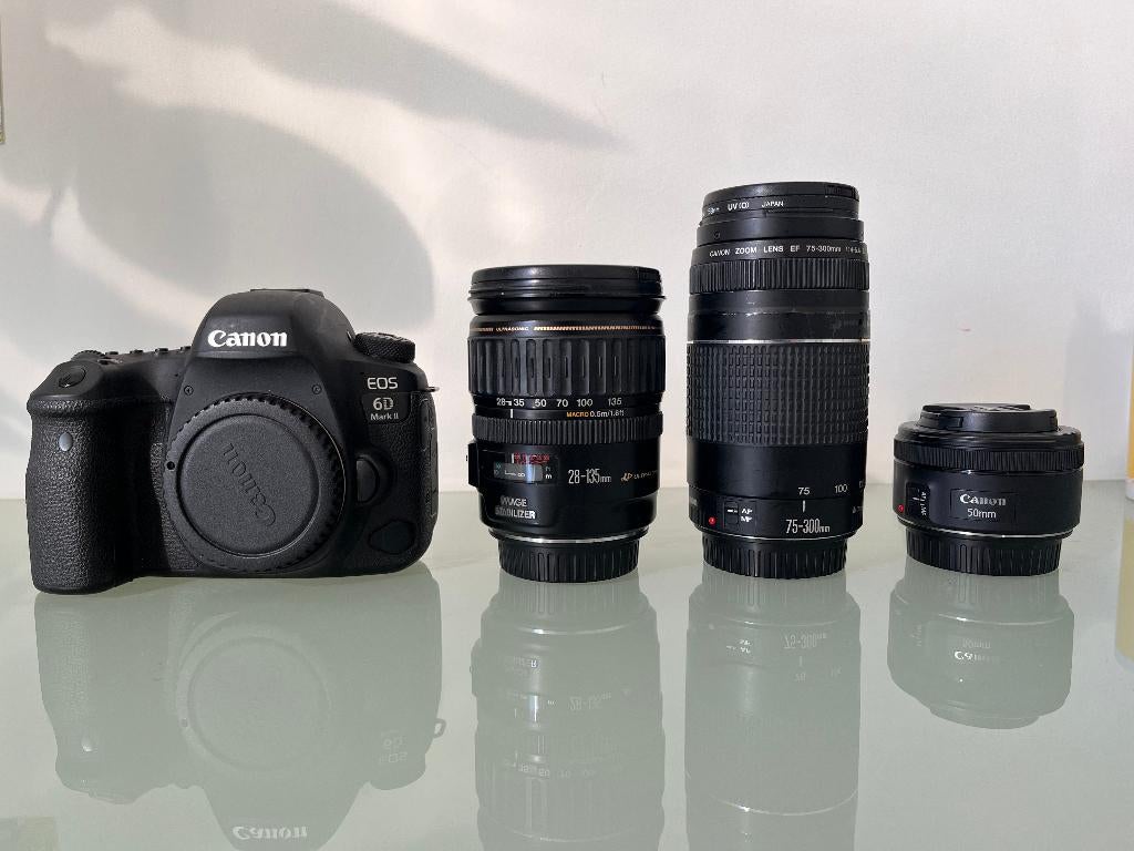 Canon EOS 6D Mark2 full kit - inclusief lenzen, Audio, Tv en Foto, Fotocamera's Digitaal, Gebruikt, Spiegelreflex, Verzenden, Canon