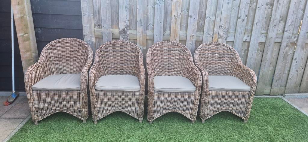 4 Giardo wicker tuinstoelen in nette staat, Ophalen, 4 zitplaatsen, Gebruikt, Wicker