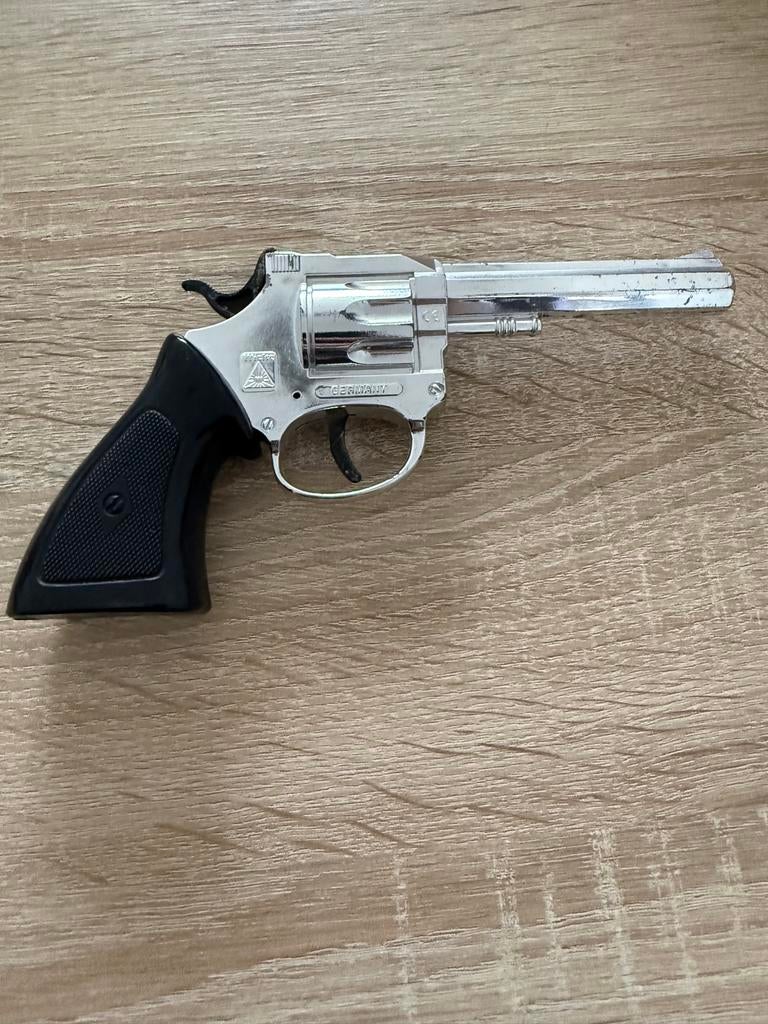 Speelgoed revolver, zilverkleurig, voor kinderen, Ophalen of Verzenden, Gebruikt, Jongen of Meisje