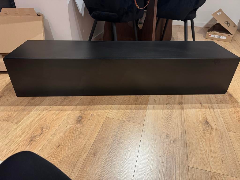 Zwart TV meubel van Meubella, Ophalen, Overige materialen, Gebruikt, 100 tot 150 cm