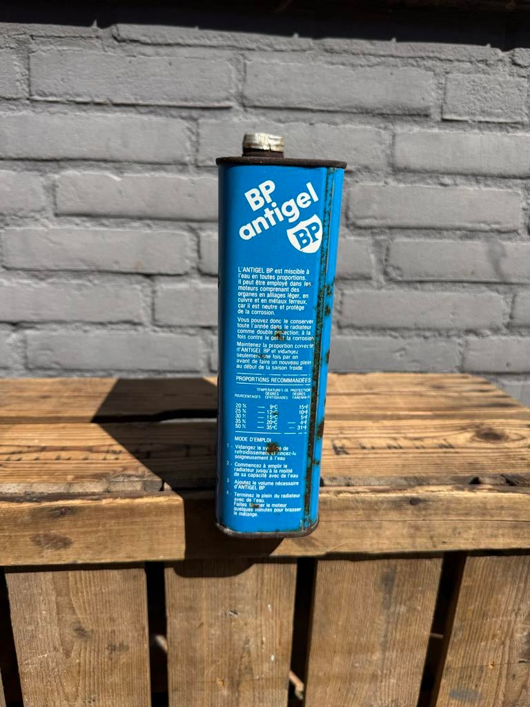 Vintage BP Antigel blik - Decoratieve olieblik, Ophalen of Verzenden