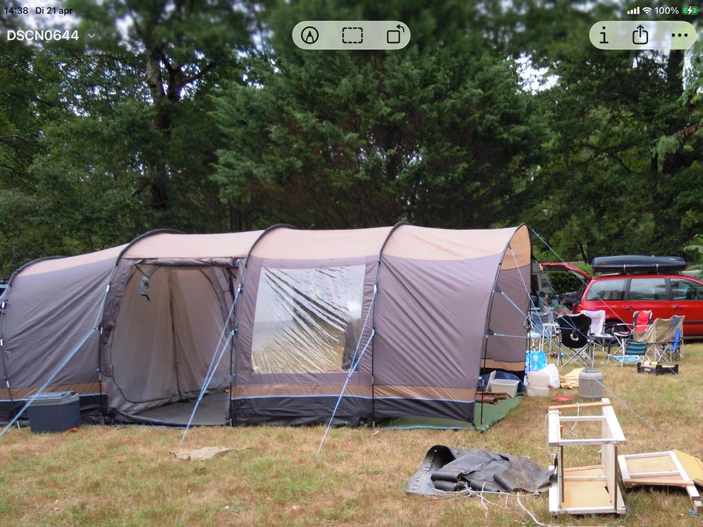 Boogtent van nylon met 2 slaapcabines en los grondzeil  6x4, Ophalen of Verzenden, Gebruikt