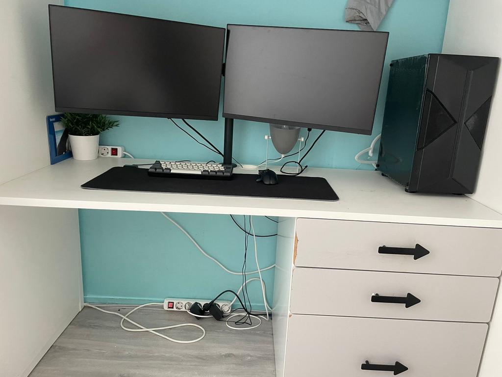 IKEA SMÅSTAD hoogslaper wit met bureau en 3 lades, Ophalen, Gebruikt, Eenpersoons, 200 cm