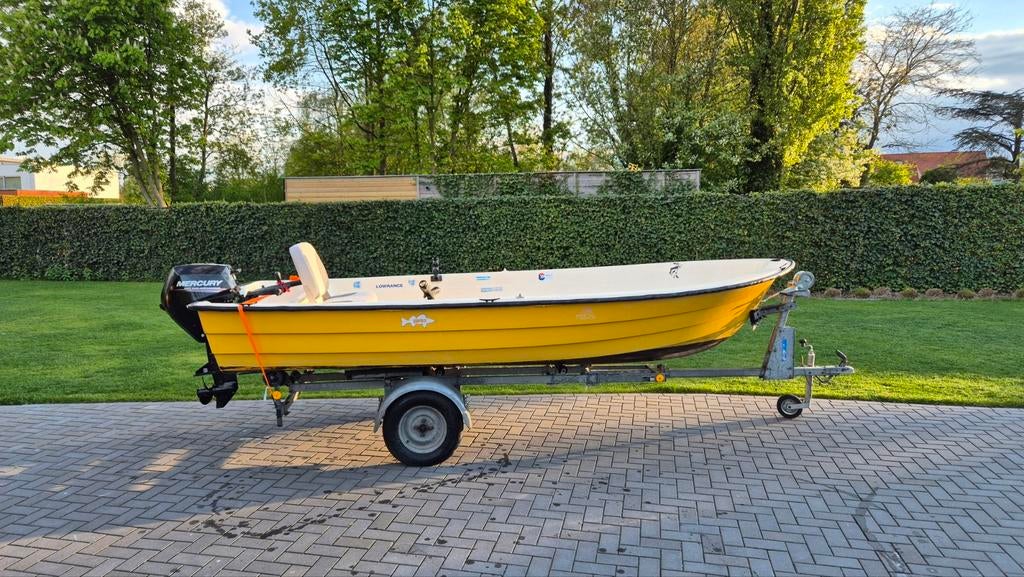 Shetland GH14 Visboot met Trailer en Mercury 15pk, 10 tot 30 pk, Shetland, Mercury, Gh14