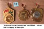 schietsport, mooie set van 3 medailles (23), Ophalen of Verzenden, Overige materialen, Nederland