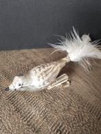 Vintage kerst ornament - glazen Vogel zilverkleurig, Diversen, Ophalen of Verzenden, Gebruikt