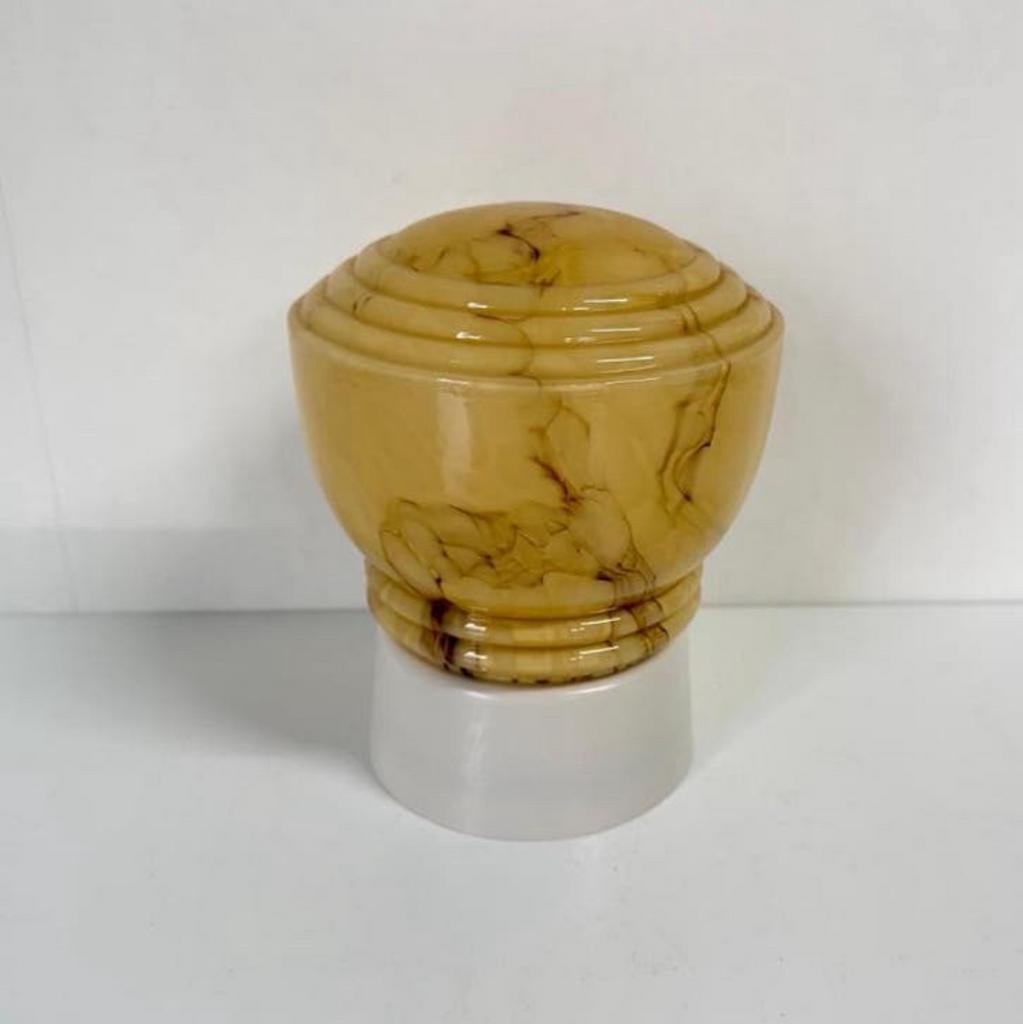 Vintage Thabur plafondlamp geel marmer glas Art deco 1930, Huis en Inrichting, Lampen | Plafondlampen, Ophalen of Verzenden, Zo goed als nieuw