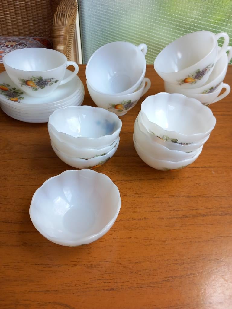 6 stuks soepkommen met schotel en 6 kleine schaaltjes, Ophalen, Bord(en), Overige stijlen, Glas