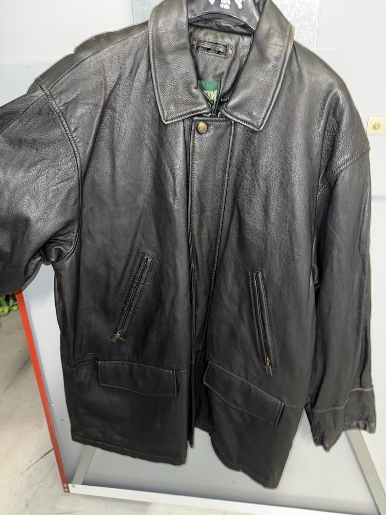 Vintage Leren Motorjas met Bont - Zo Goed als Nieuw, Ophalen of Verzenden, Zo goed als nieuw, Bruin