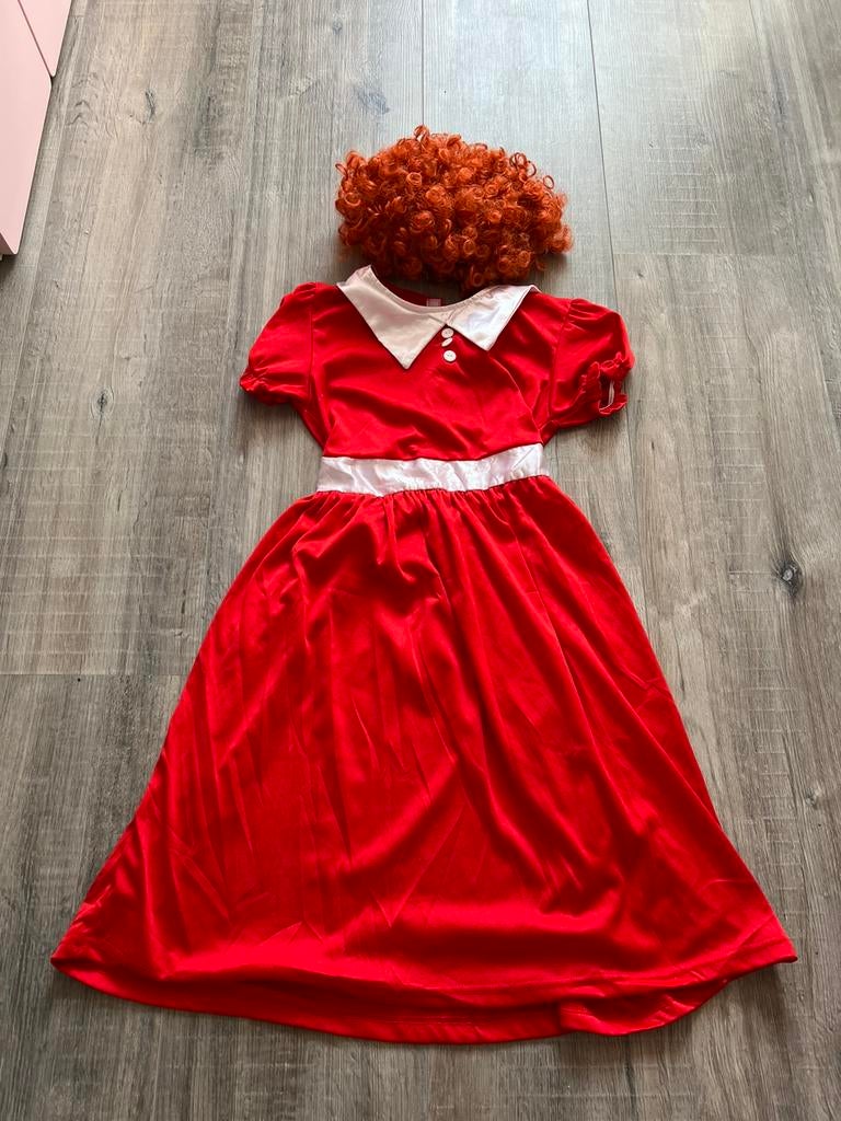 Annie jurk en pruik, Ophalen, Zo goed als nieuw, Maat 34 (XS) of kleiner, Carnaval