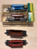 4 Minitrix goederwagons zg zelflosserd, Gelijkstroom, Trix, Wagon, Ophalen of Verzenden