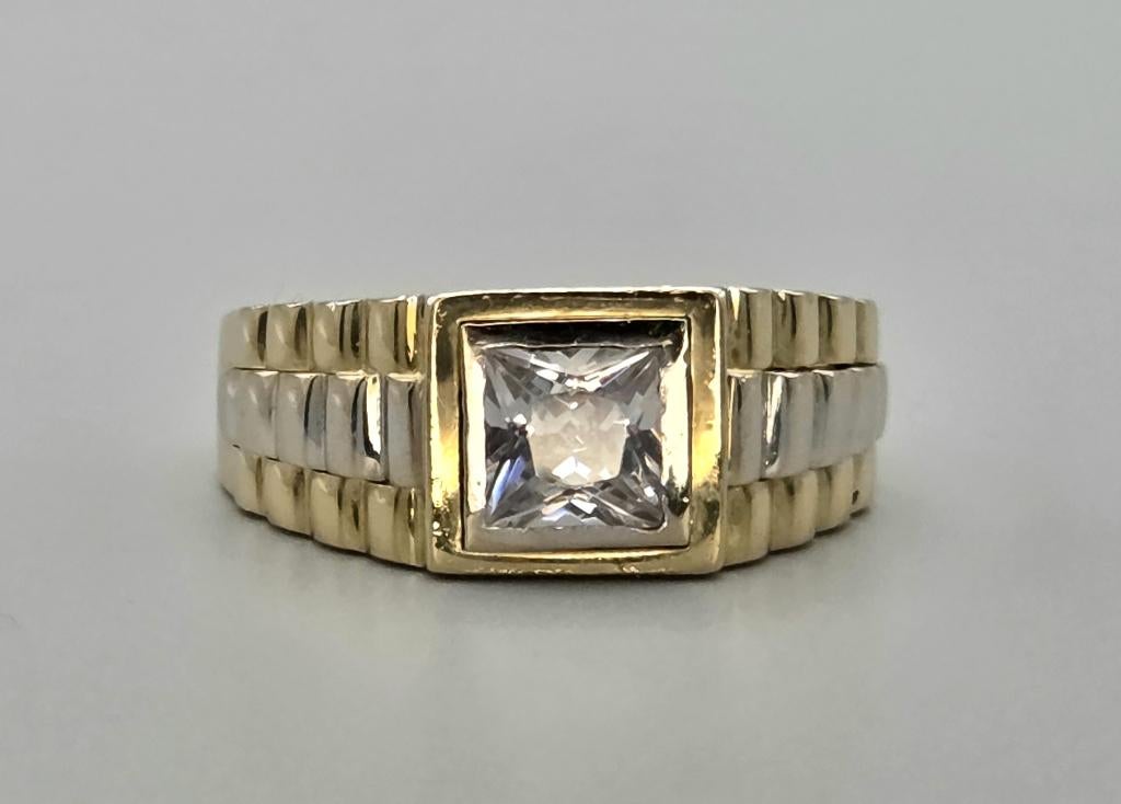 Gouden heren rolex ring schakelmotief en zirkonia. 2026/75, Sieraden, Tassen en Uiterlijk, Ringen, 20 of groter, ., Heer, Ophalen of Verzenden