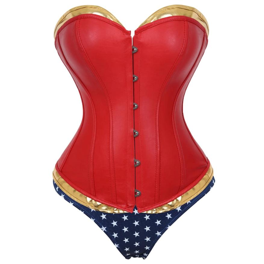 Rood goud wonder woman korset dames vrouwen corset bustier, Verzenden, Rood, Body of Korset