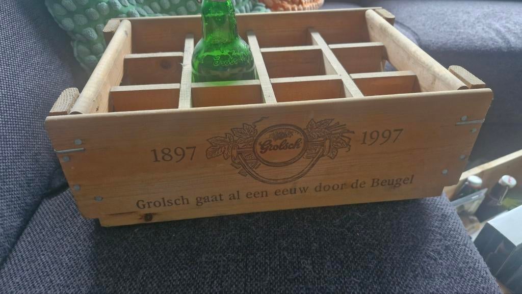 Houten Grolsch kistje voor 12 beugelflessen, Ophalen of Verzenden