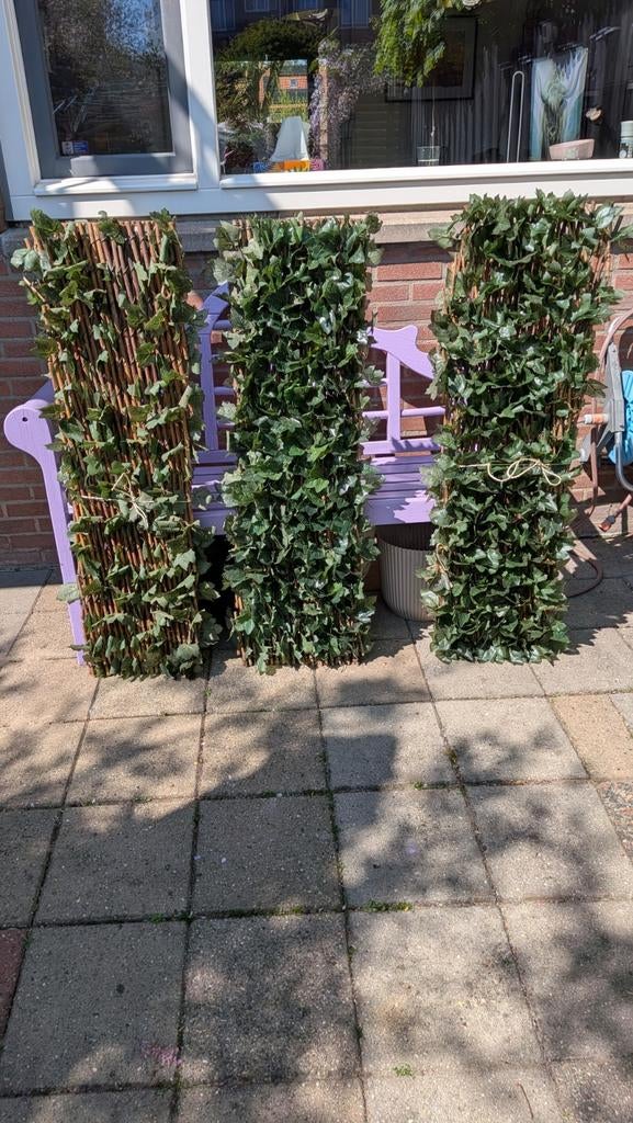 Kunsthaag klimop (3 stuks), Tuin en Terras, Tuinschermen, Gebruikt, Kunststof, 100 tot 150 cm, Minder dan 100 cm, Ophalen