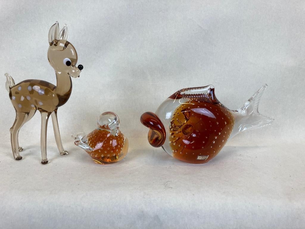 glaskunst; drie stuks, Antiek en Kunst, Antiek | Glas en Kristal, Ophalen of Verzenden