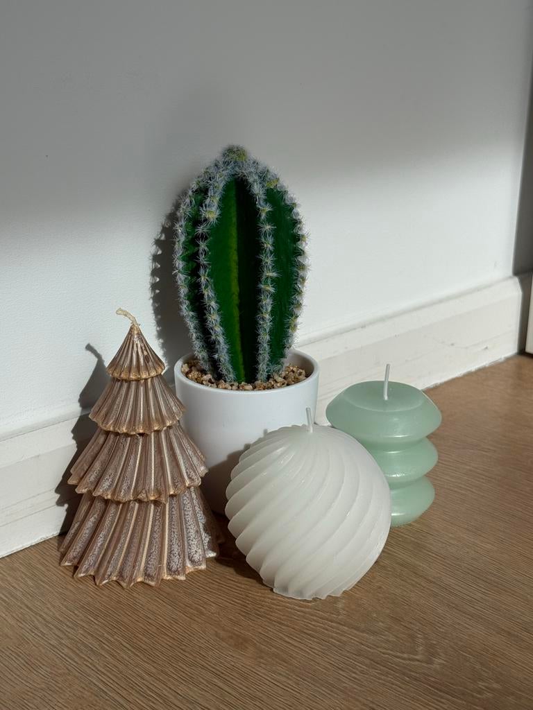 Set van 3 kaarsen: boom, spiraal en gestapeld en nep cactus, Huis en Inrichting, Woonaccessoires | Kandelaars en Kaarsen, Overige materialen