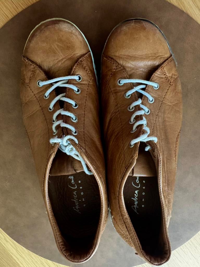 Leren sneakers dames mt 39. Merk Andrea Kant, Ophalen of Verzenden, Zo goed als nieuw, Bruin, Sneakers of Gympen