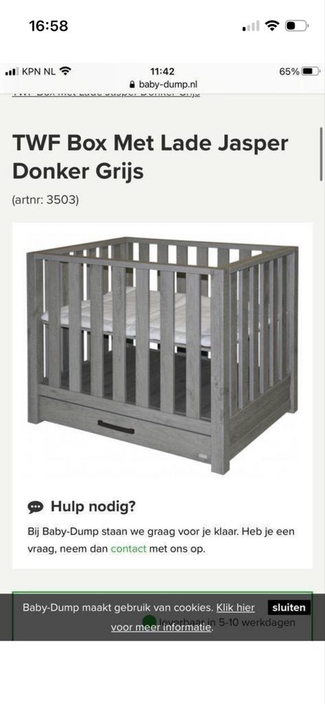 TWF Box Met Lade Jasper Donker Grijs, Kinderen en Baby's, Boxen, Ophalen, Gebruikt, Rechthoekig, Lade