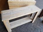 Robuuste sidetable van opgeschuurd gebruikt steigerhout, 100 tot 150 cm, Nieuw, Ophalen of Verzenden, Overige houtsoorten