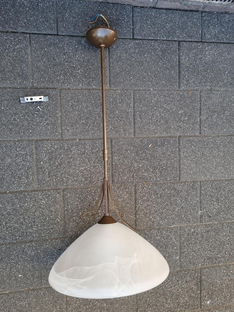 Masterlight hanglamp metaal en glazen kap, Ophalen, Gebruikt, Glas, 75 cm of meer