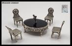 Een prachtig zilveren miniatuur setje tafel, vier stoeltjes, Ophalen of Verzenden, Zilver