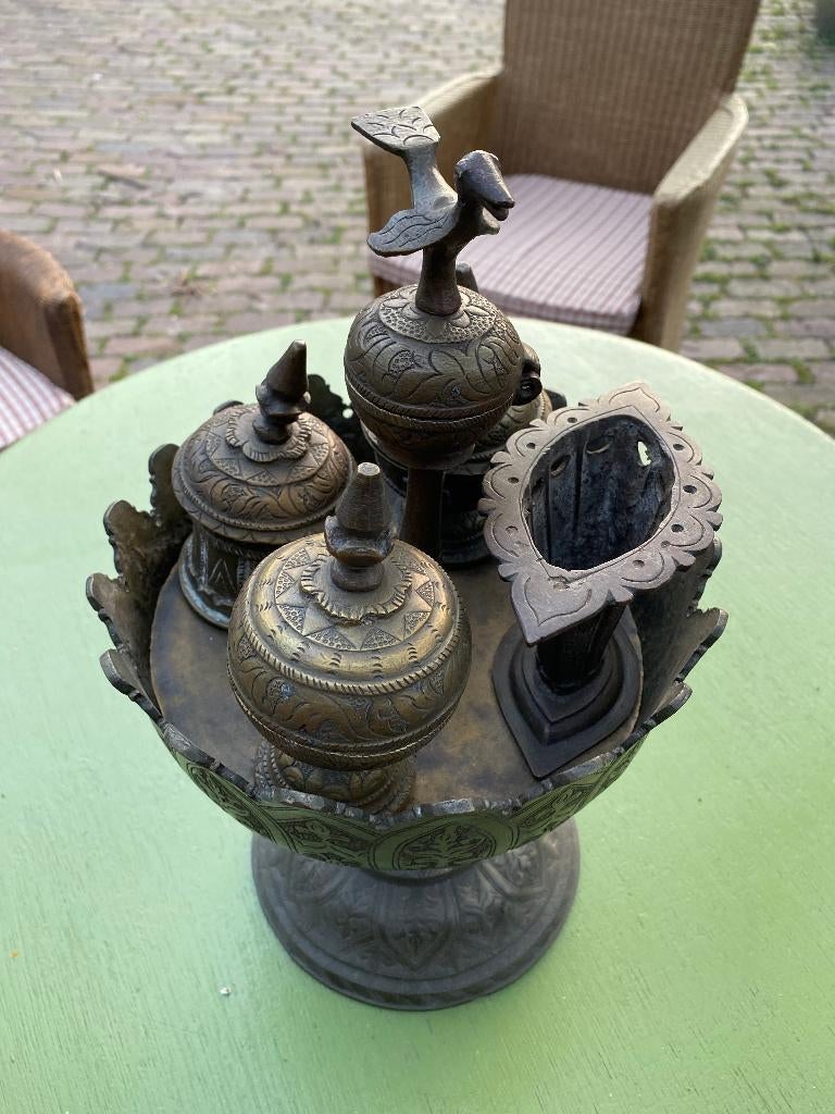 Authentiek bronzen sirihstel (betelset) uit Borneo, Antiek en Kunst, Antiek | Koper en Brons, Ophalen of Verzenden, Brons