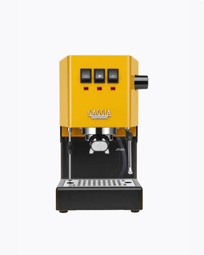Gaggia Classic E24 Sunshine Yellow – zo goed als nieuw, Espresso apparaat, Zo goed als nieuw, Afneembaar waterreservoir, Koffiebonen